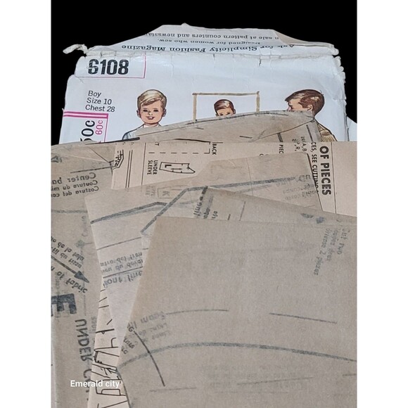 Vtg 1960’s Simplicity Boys Jacket Sewing Pattern #6108 Size 10 Chest 28 - Picture 5 of 6